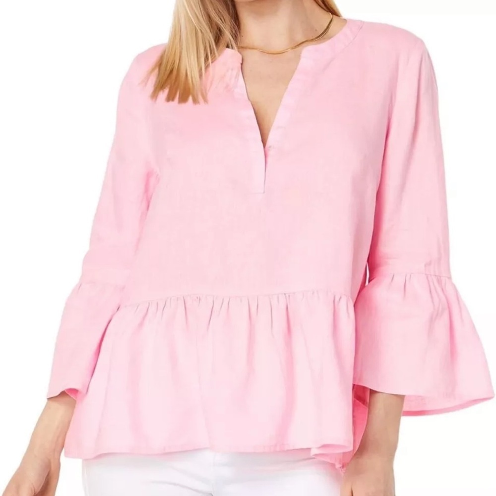Lilly Pulitzer 3/4 bell Sleeve Bekah Linen blouse size XXS